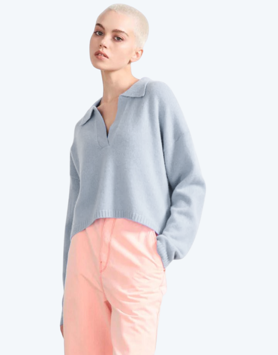 JUMPER 1234 Crop Collar Jumper Cement Amelie